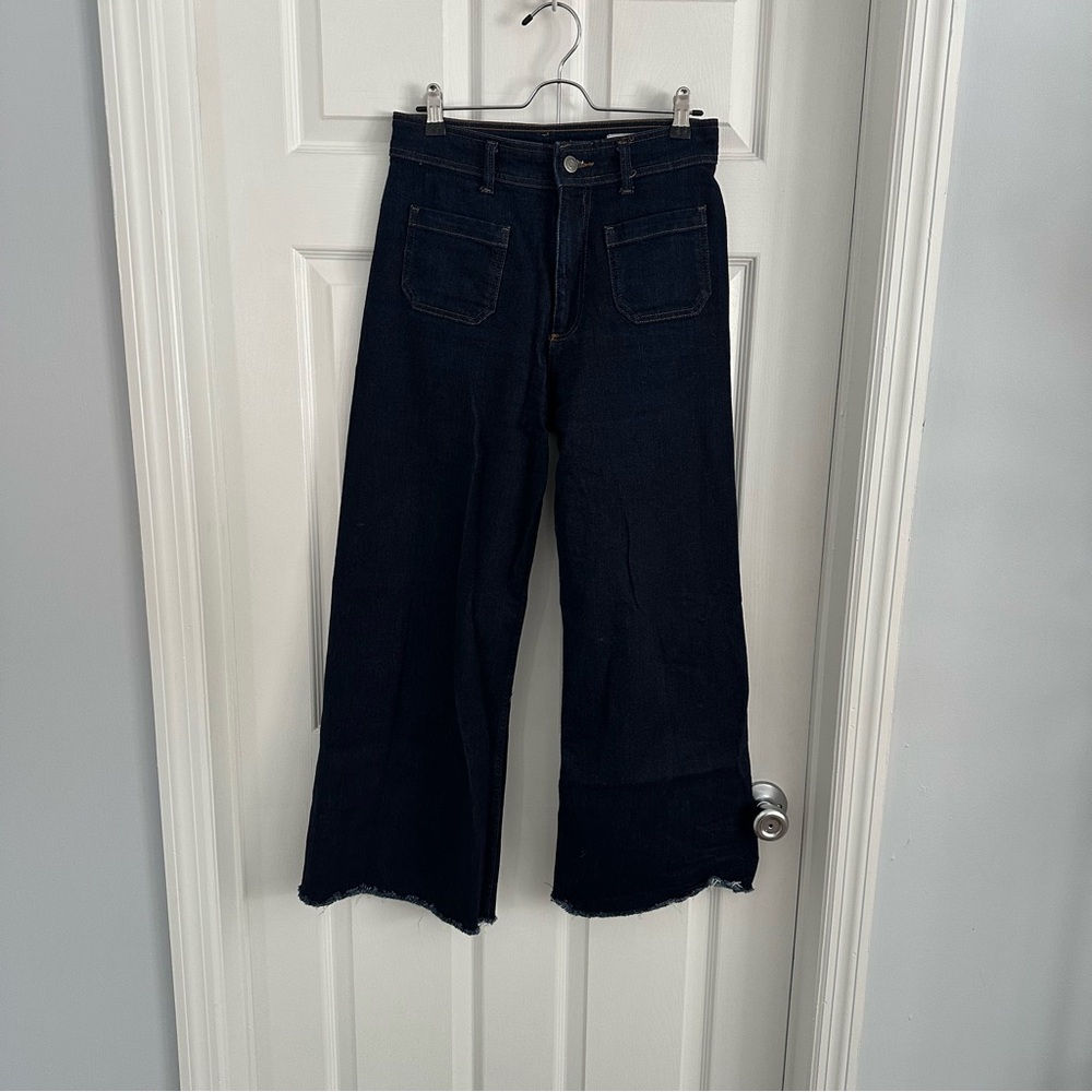 Zara Stylish Dark Denim Wide-Leg Women Jeans size 6